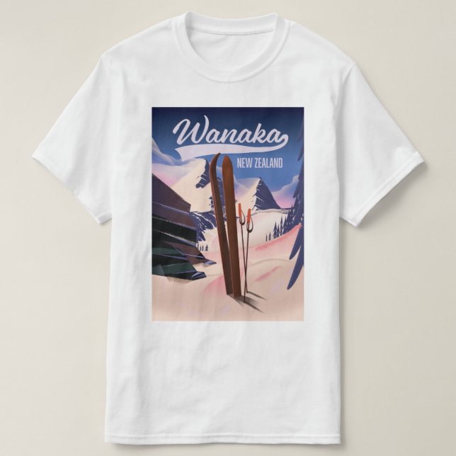 Wanaka New Zealand Skipposter T-Shirt (Design vorne)