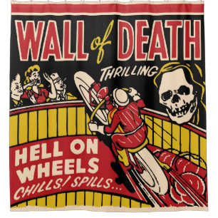 Wand 1940s-50s der Todesmotorrad-Bremsung Duschvorhang