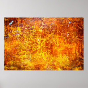 Wand aus abstrakt orangefarbenem Beton, Poster