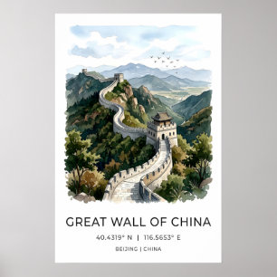 Wand aus China Aquarelldruck, Peking Reise Kunst Poster
