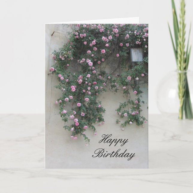 Wand aus rosa Rosen Karte (Vorderseite)