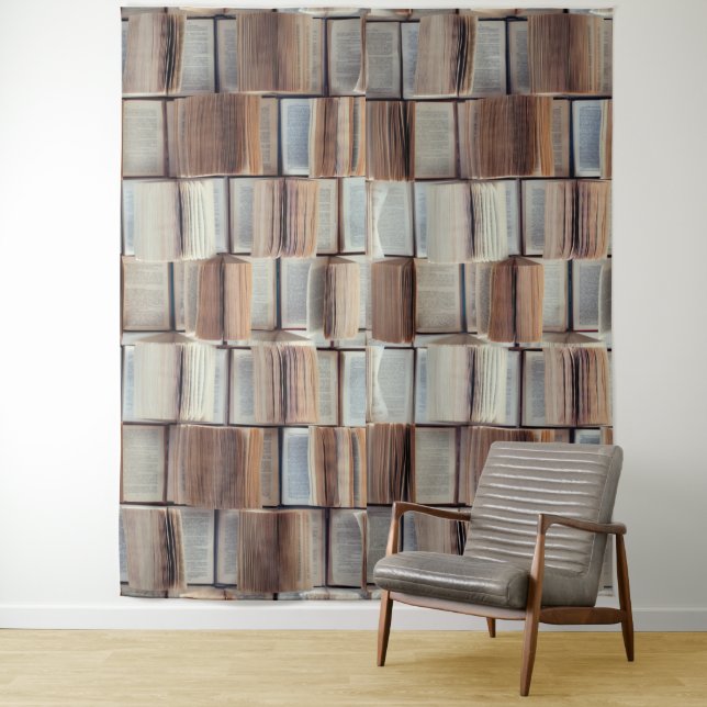 Wand der Autoren niedlich geöffneter Bücher Wandteppich (Beispiel)