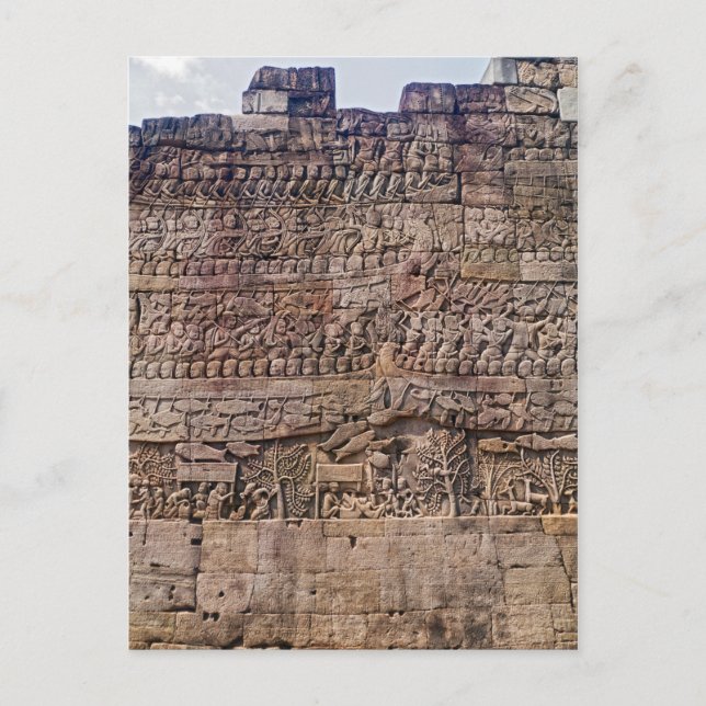 Wand, die Kunst-Szene, Bayon Tempel, Siem Reap Postkarte (Vorderseite)