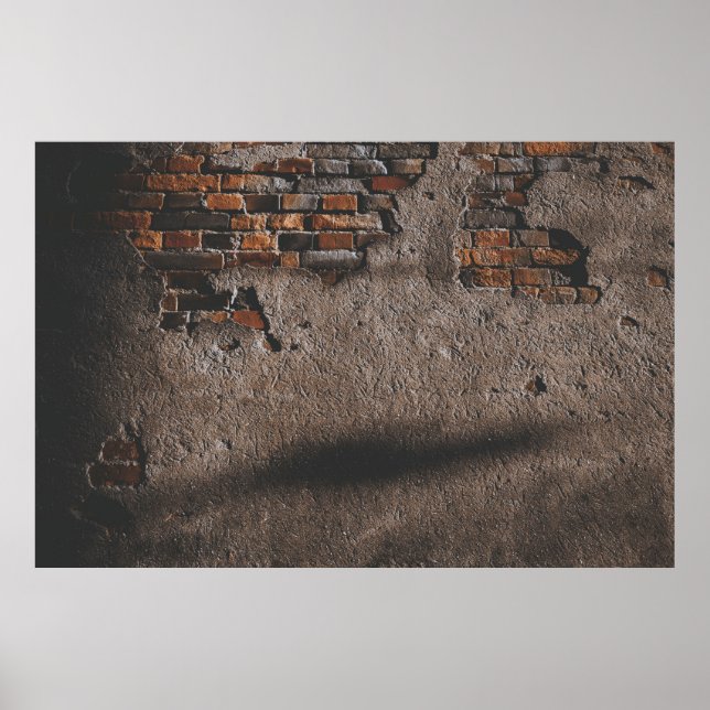 Wand mit gebrochenen Ziegeln Poster (Vorne)