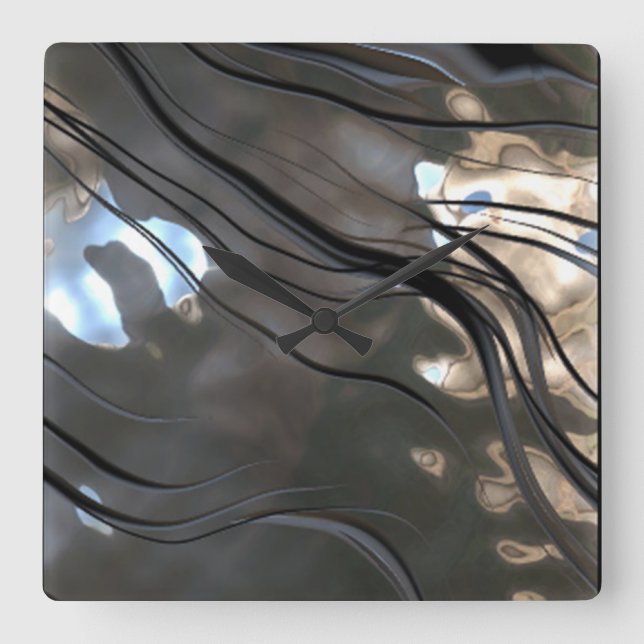 Wand-Uhr aus verformbarem Metall Quadratische Wanduhr (Vorderseite)