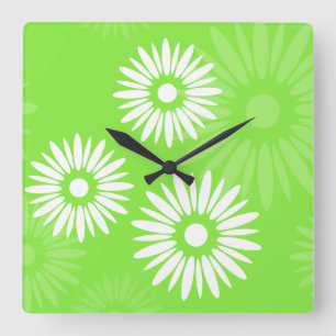 Wand-Uhr Blumen der Sommerzeit grüne Quadratische Wanduhr