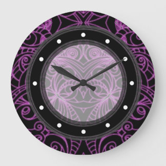 Wand-Uhr, die mit Blumenabstraktes zeichnet Große Wanduhr
