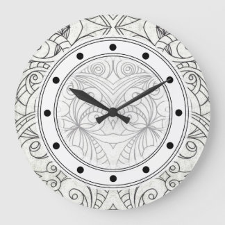 Wand-Uhr, die mit Blumenabstraktes zeichnet Große Wanduhr