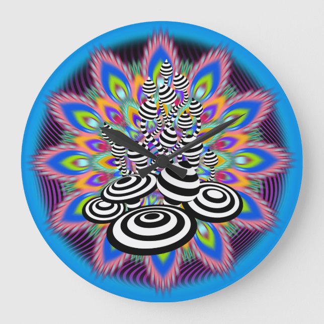 Wand-Uhr Entwurf der magischen Pilze Große Wanduhr (Vorderseite)