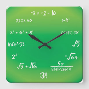 Wand-Uhr - Mathe-Pop-Quiz-Uhr Quadratische Wanduhr