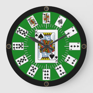 Wand-Uhr-Poker-Brücken-Spielkarte-Spaten Große Wanduhr