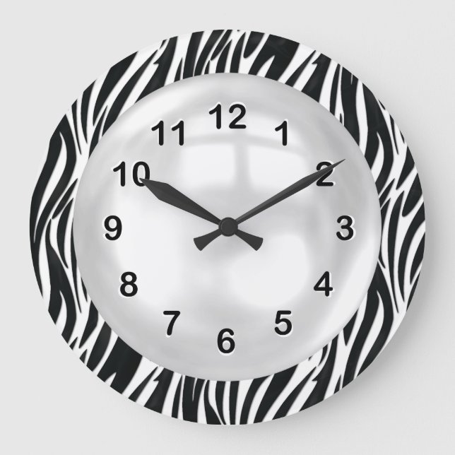 Wand-UhrSchwarz-weißer Zebra-Streifen Große Wanduhr (Vorderseite)