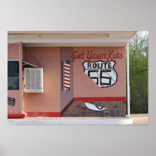 Wandbild in einem Friseursalon an der Route 66, Ne Poster