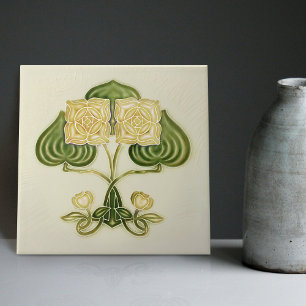 Wanddekoration Art Nouveau Vintage Antik Peranakan Fliese
