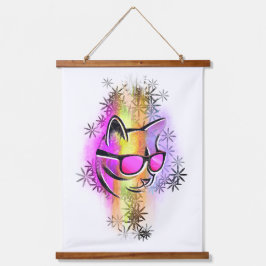 Wanddekoration Katzenfarbene Sonnenbrille Wandteppich Mit Holzrahmen