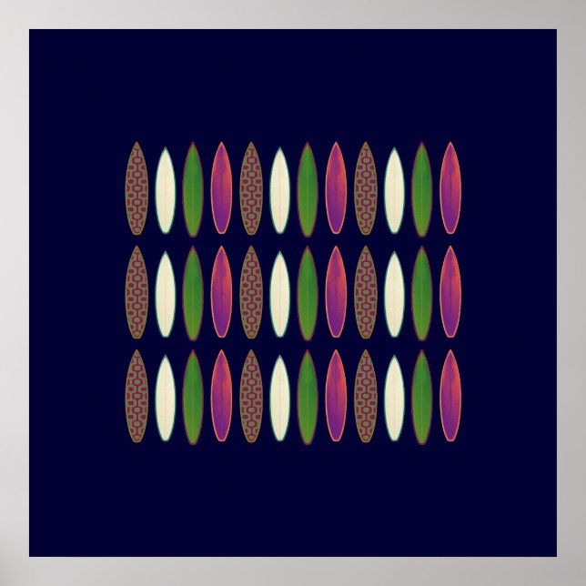 Wände mit Surfbrettern Poster (Vorne)