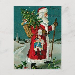Wandelnder Weihnachtsmann Feiertagspostkarte