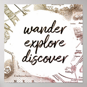 Wander Exploration Entdecken Sie Vintage Kartenrei Poster