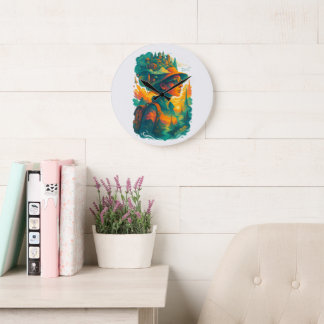 Wander far. Dream big. Live free. Große Wanduhr