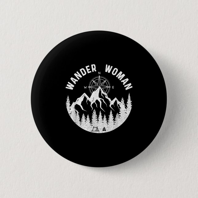 Wander Frau Wandern Abenteuer Camping Frauen Straß Button (Vorderseite)