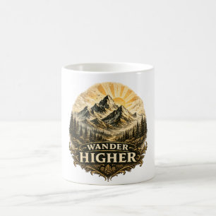 Wander Higher Mountain-Abenteuer Vintage Kaffeetasse