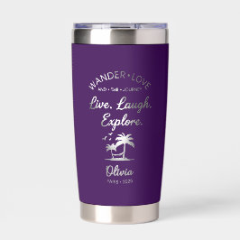Wander Liebe, Live Laugh Explore, Lila Isoliert Thermobecher