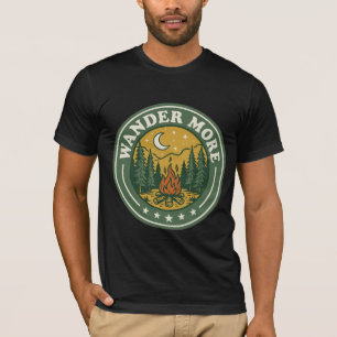 Wander More Vintage Lagerfeuer Outdoor-Abzeichen T-Shirt