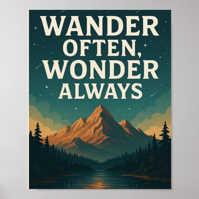 Wander oft, wundere immer - Mountain Starry Nigh Poster (Vorne)