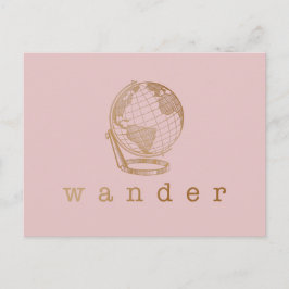 Wander Reiseangebot und Globe in Blush and Gold  Postkarte