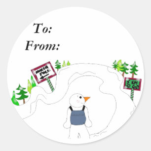 Wander-Snowman-Geschenk-Tag Runder Aufkleber