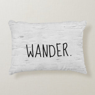 WANDER Text auf Birch Tree Akzent Pillow Dekokissen