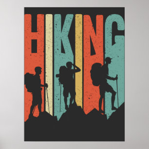 Wander-Themen-Abenteuer-Shirt, Vintage-Wandern Poster