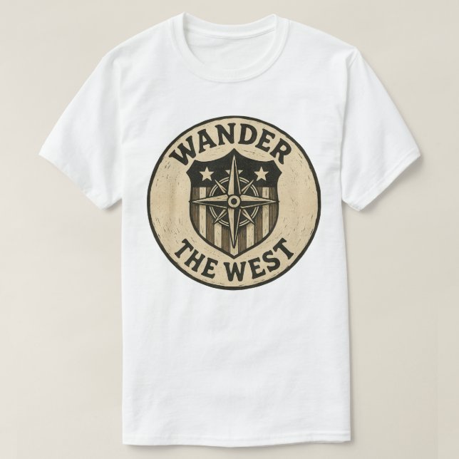 Wander Vintages Abzeichen Design im Westen T-Shirt (Design vorne)
