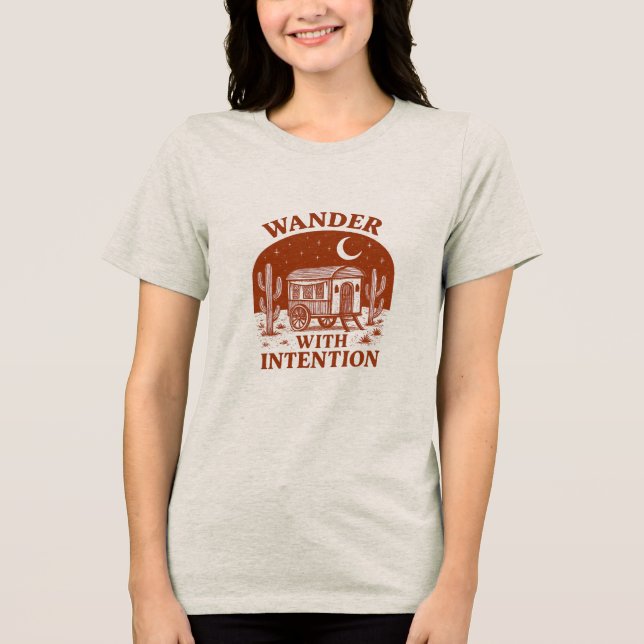 Wander With Intention Wüstenwagen-Abenteuer Tri-Blend Shirt (Vorderseite)
