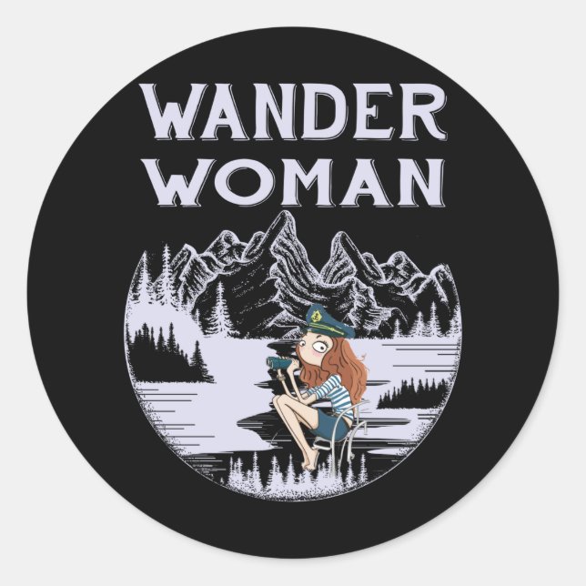 Wander Woman Runder Aufkleber (Vorderseite)