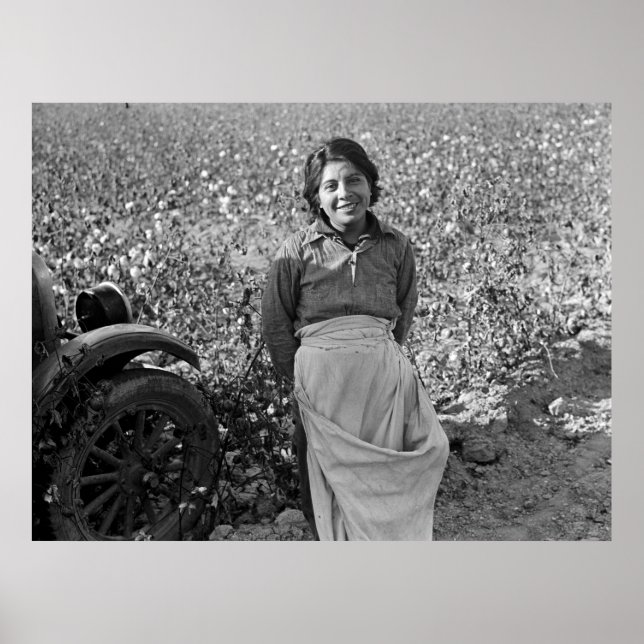 Wanderarbeiter in Cotton Field von Dorothea Lange Poster (Vorne)