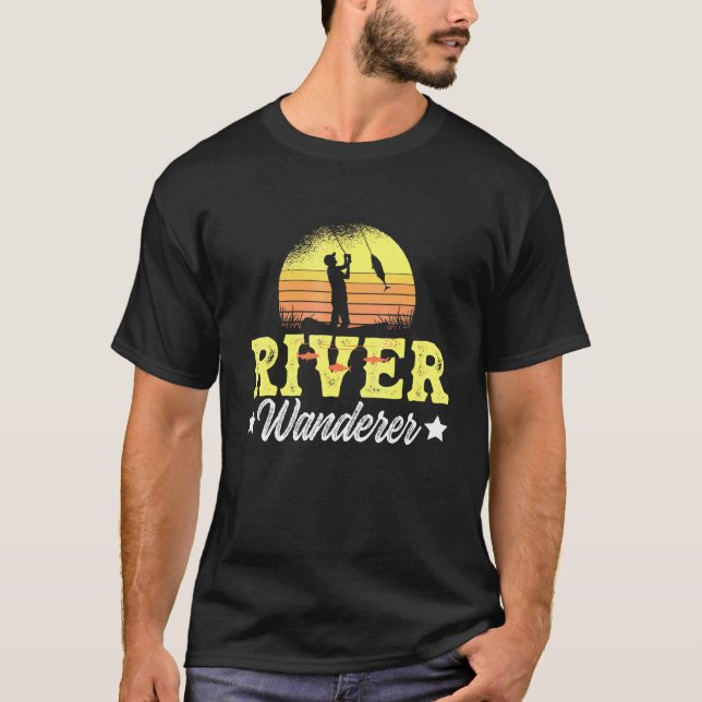 Wanderer Fischen im Fluss T-Shirt (Vorderseite)