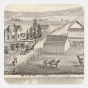 Wanderer, Knittel Wohnsitze, Bauernhöfe Quadratischer Aufkleber