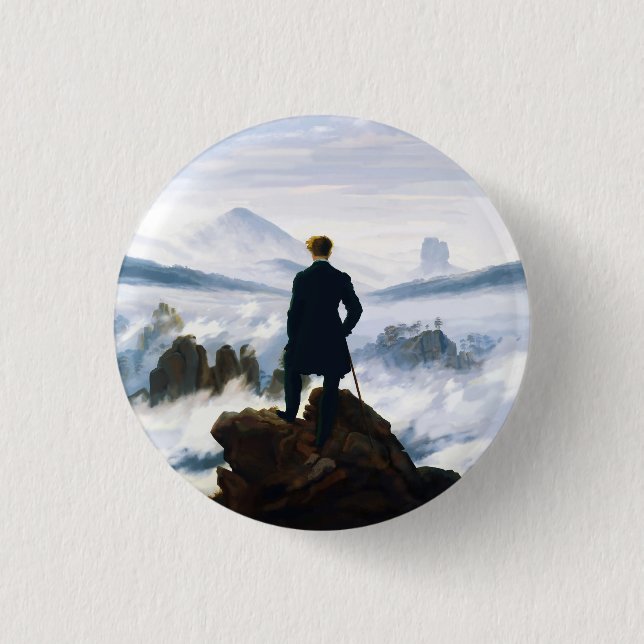 Wanderer über dem Nebelmeer, Caspar D Friedrich  Button (Vorderseite)