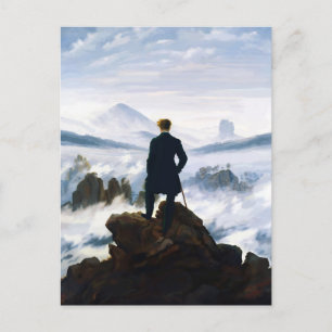 Wanderer über dem Nebelmeer, Caspar D Friedrich  Feiertagspostkarte