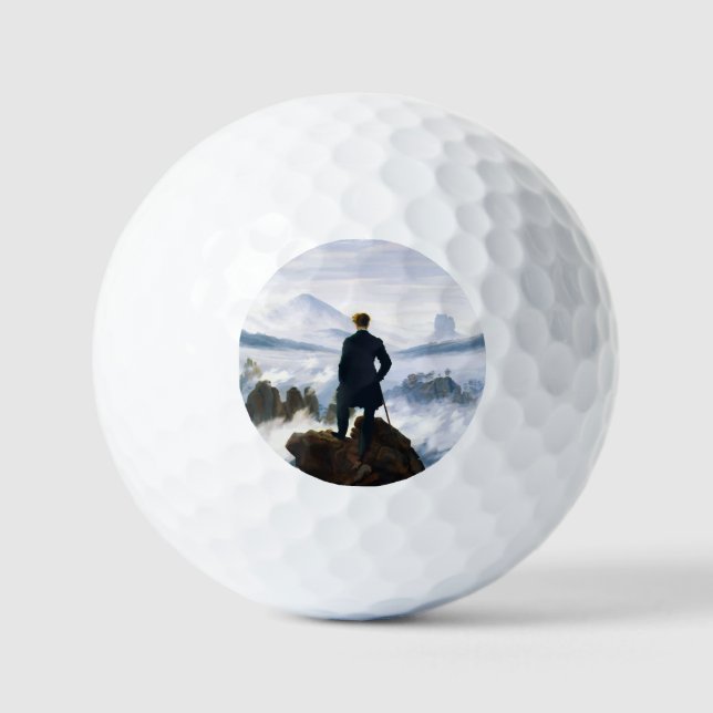 Wanderer über dem Nebelmeer, Caspar D Friedrich  Golfball (Vorderseite)