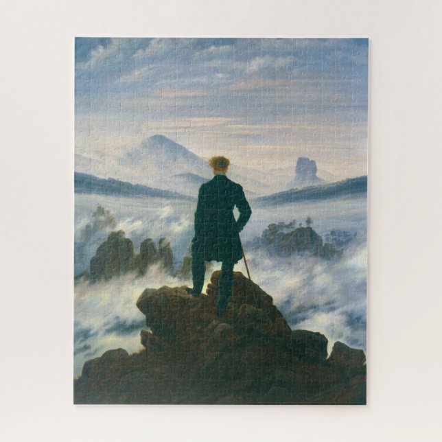 Wanderer über dem Nebelmeer von Caspar Friedrich Puzzle (Vertikal)