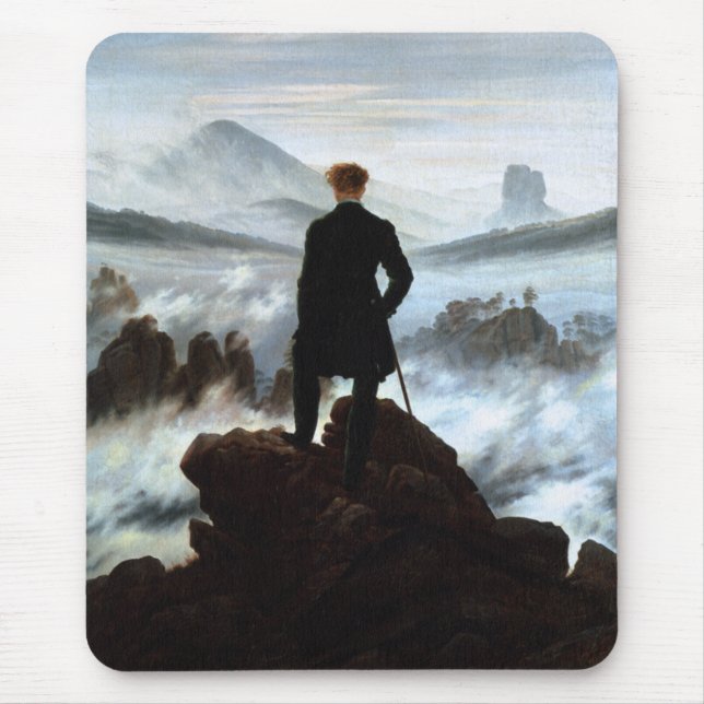 Wanderer über dem Nebelmeer von Friedrich Mousepad (Vorne)