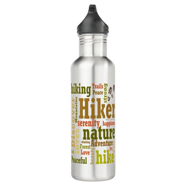 Wanderer Wandern Word Cloud Water Flasche Edelstahlflasche (Rechts)