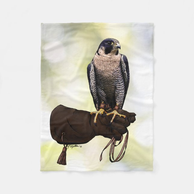 Wanderfalke auf Handschuh Fleecedecke (Vorderseite)