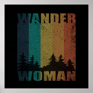 Wanderfrau Camping Vintag Poster