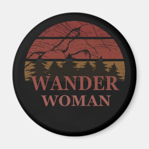 Wanderfrau Wanderung Vintage Magnet