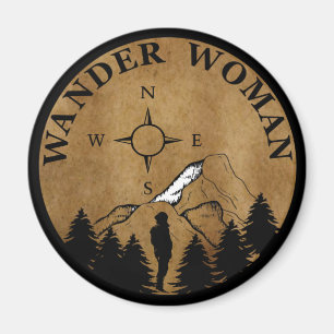 Wanderfrau Wanderung Vintage Magnet