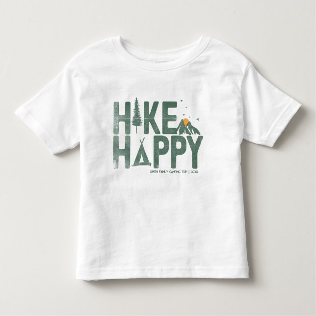 WanderHappy Camper Wandern Personalisiert Kleinkind T-shirt (Vorderseite)