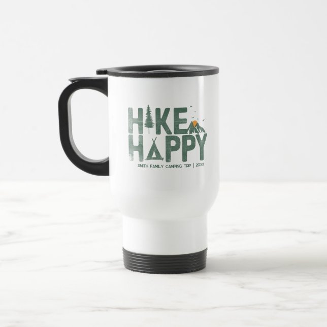 WanderHappy Camper Wandern Personalisiert Reisebecher (Links)
